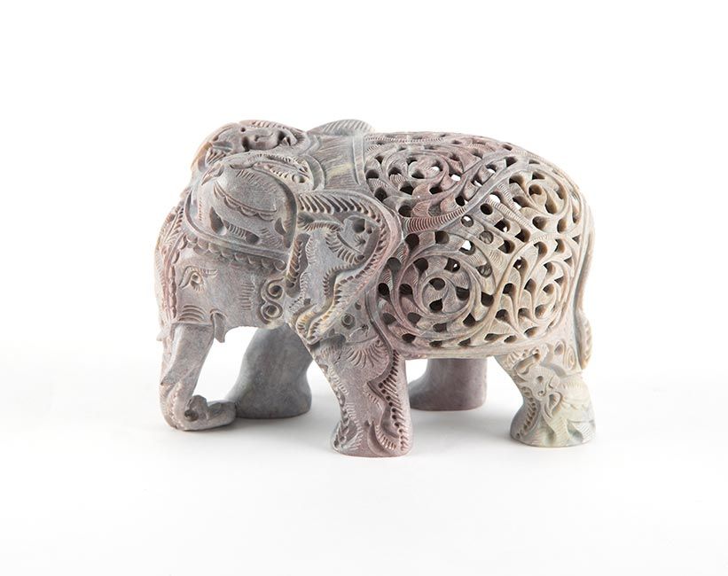 Green Marble Elephant Statue | Large