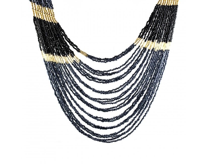 Beaded Black & Gold Necklace