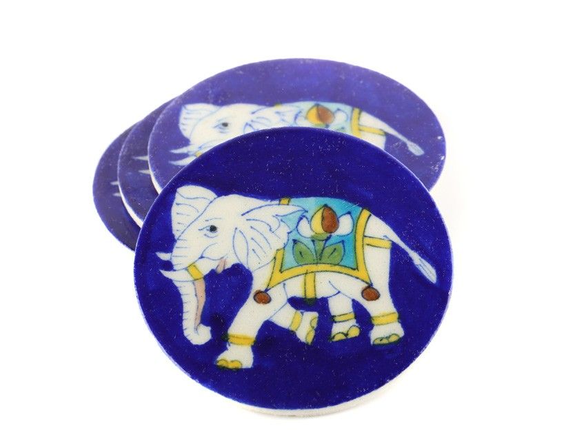 Blue Elephant Coasters | Set of 4